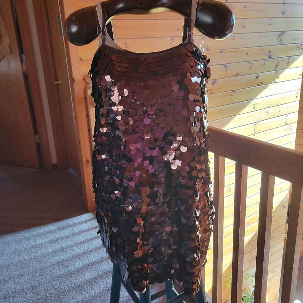 NWT Dress with adjustable straps and lots of bling size by A New Day large brown